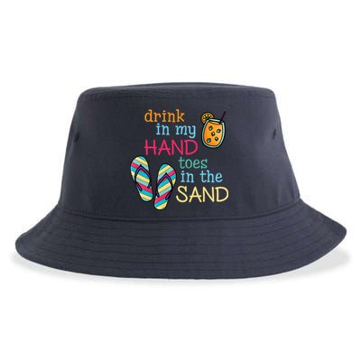 Drink In My Hand Toes In The Sand Summer Beach Sustainable Bucket Hat