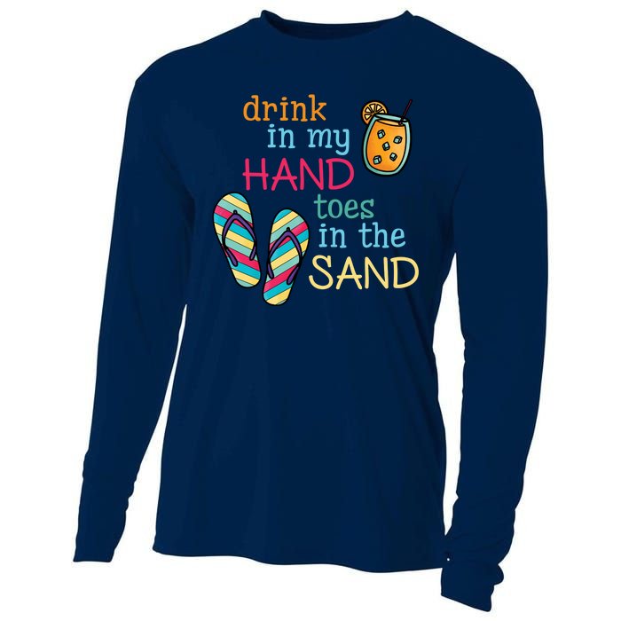 Drink In My Hand Toes In The Sand Summer Beach Cooling Performance Long Sleeve Crew