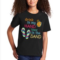 Drink In My Hand Toes In The Sand Summer Beach Kids T-Shirt