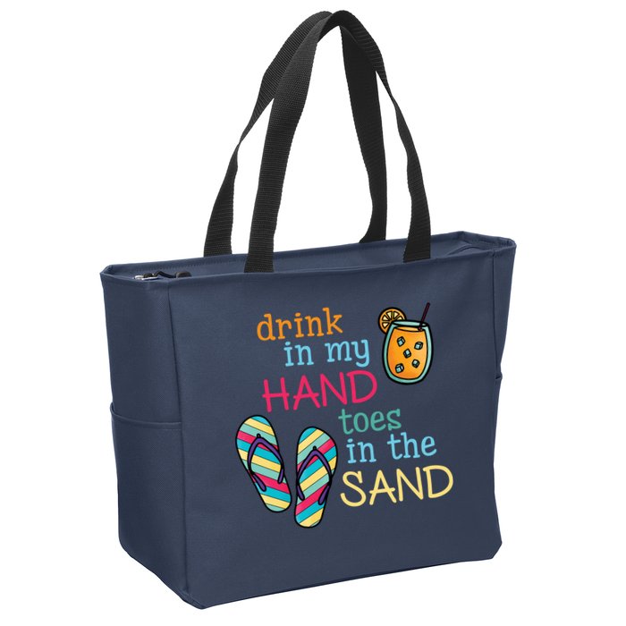 Drink In My Hand Toes In The Sand Summer Beach Zip Tote Bag