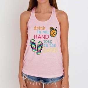 Drink In My Hand Toes In The Sand Summer Beach Women's Knotted Racerback Tank