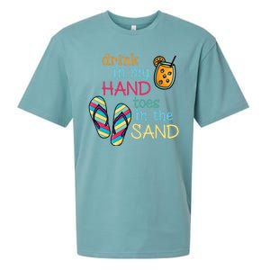 Drink In My Hand Toes In The Sand Summer Beach Sueded Cloud Jersey T-Shirt