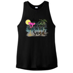 Drink In My Hand Toes In The Sand Summer Vibes Beach Vacay Ladies PosiCharge Tri-Blend Wicking Tank