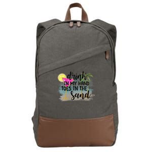 Drink In My Hand Toes In The Sand Summer Vibes Beach Vacay Cotton Canvas Backpack