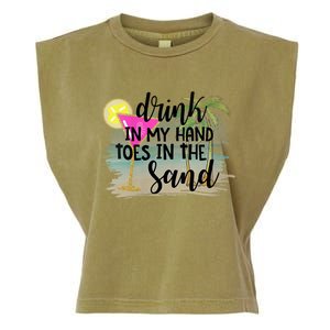 Drink In My Hand Toes In The Sand Summer Vibes Beach Vacay Garment-Dyed Women's Muscle Tee