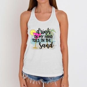 Drink In My Hand Toes In The Sand Summer Vibes Beach Vacay Women's Knotted Racerback Tank