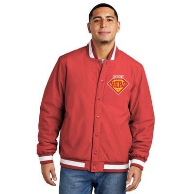 Daddy Is My Hero Daddy Superhero Funny Fathers Day Insulated Varsity Jacket