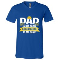 Dad Is My Name Engineering Is My Game Funny Dad Engineer Gift V-Neck T-Shirt