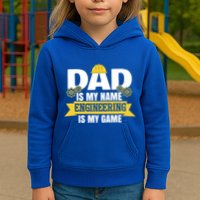 Dad Is My Name Engineering Is My Game Funny Dad Engineer Gift Kids Hoodie