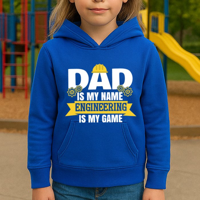 Dad Is My Name Engineering Is My Game Funny Dad Engineer Gift Kids Hoodie