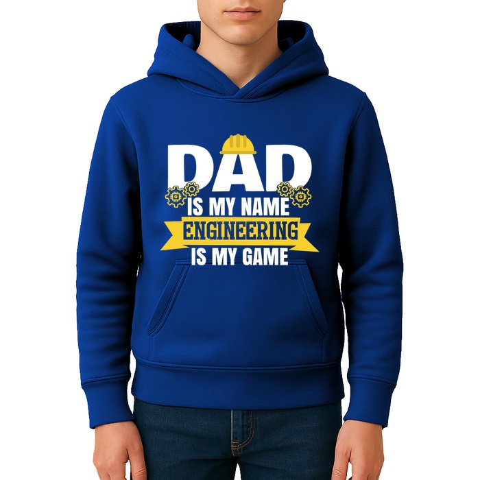 Dad Is My Name Engineering Is My Game Funny Dad Engineer Gift Kids Hoodie
