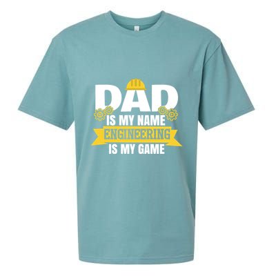 Dad Is My Name Engineering Is My Game Funny Dad Engineer Gift Sueded Cloud Jersey T-Shirt