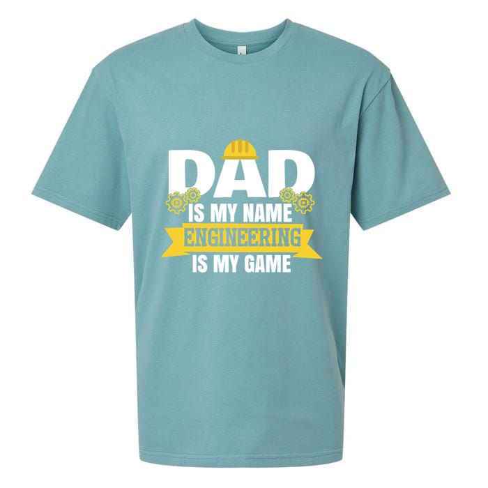 Dad Is My Name Engineering Is My Game Funny Dad Engineer Gift Sueded Cloud Jersey T-Shirt