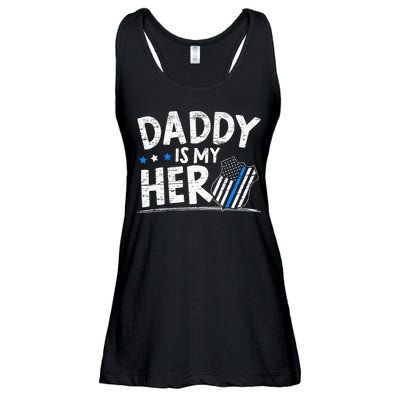 Daddy Is My Hero S Police Thin Blue Line Law Enforcement Ladies Essential Flowy Tank