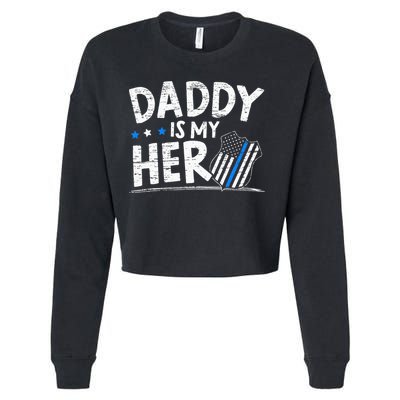 Daddy Is My Hero S Police Thin Blue Line Law Enforcement Cropped Pullover Crew