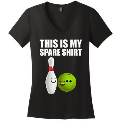 Das Ist Mein Spare Funny Gift Pins Funny Bowling Cute Gift Women's V-Neck T-Shirt