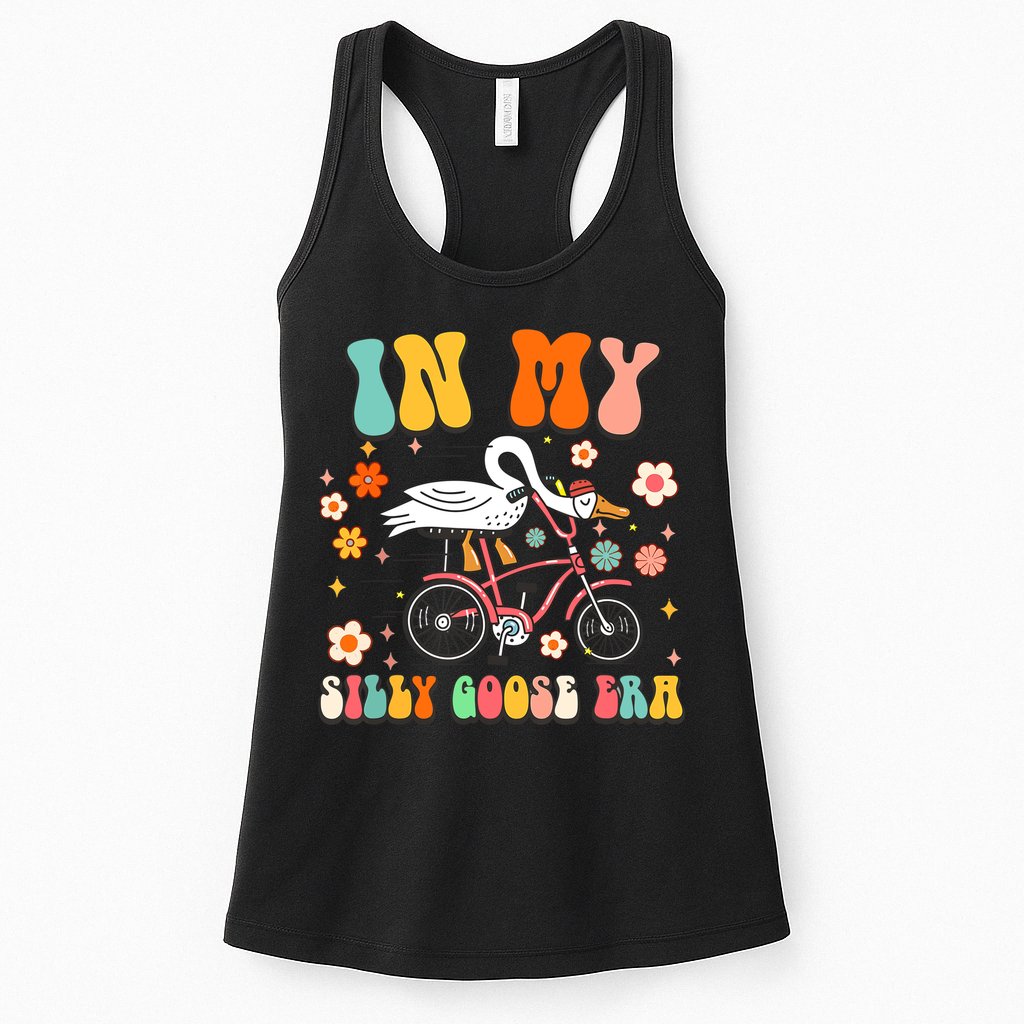 Duck In My Silly Goose Era Goose Funny Womens Tank Top