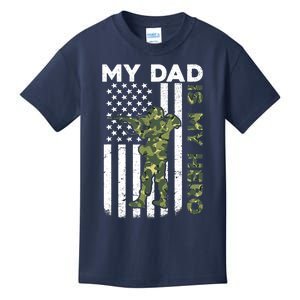 Dad Is My HeroArmy Dad Fathers Day And 4th Of July Funny Kids T-Shirt