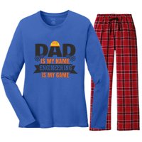 Dad Is My Name Engineering Is My Game Engineering Humor Gift Women's Long Sleeve Flannel Pajama Set 