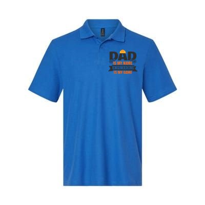 Dad Is My Name Engineering Is My Game Engineering Humor Gift Softstyle Adult Sport Polo