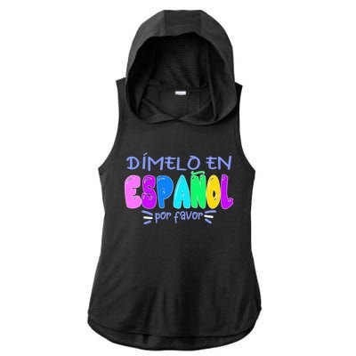 Dimelo En Espanol Bilingual Spanish Teacher Ladies PosiCharge Tri-Blend Wicking Draft Hoodie Tank