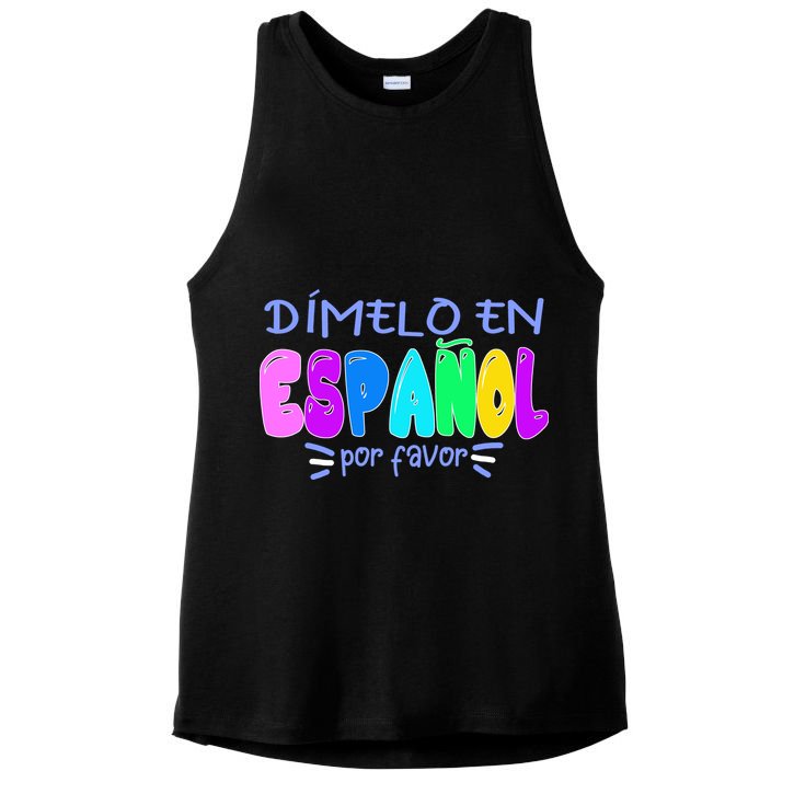 Dimelo En Espanol Bilingual Spanish Teacher Ladies PosiCharge Tri-Blend Wicking Tank