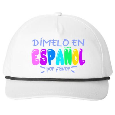 Dimelo En Espanol Bilingual Spanish Teacher Snapback Five-Panel Rope Hat