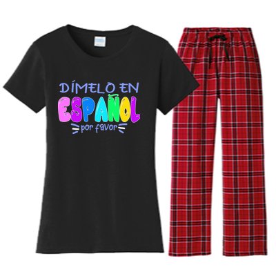 Dimelo En Espanol Bilingual Spanish Teacher Women's Flannel Pajama Set