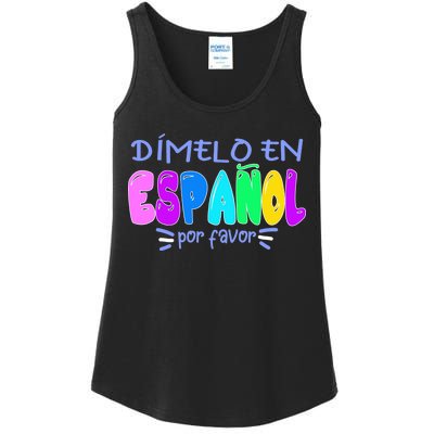 Dimelo En Espanol Bilingual Spanish Teacher Ladies Essential Tank