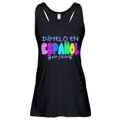 Dimelo En Espanol Bilingual Spanish Teacher Ladies Essential Flowy Tank