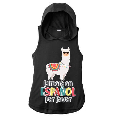 Dimelo en Espanol por Favor Spanish Llama Ladies PosiCharge Tri-Blend Wicking Draft Hoodie Tank