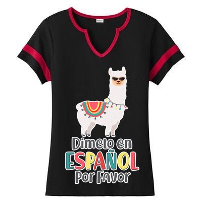 Dimelo en Espanol por Favor Spanish Llama Ladies Halftime Notch Neck Tee