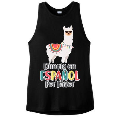 Dimelo en Espanol por Favor Spanish Llama Ladies PosiCharge Tri-Blend Wicking Tank