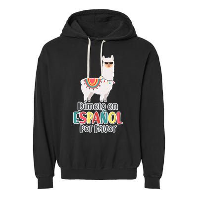 Dimelo en Espanol por Favor Spanish Llama Garment-Dyed Fleece Hoodie