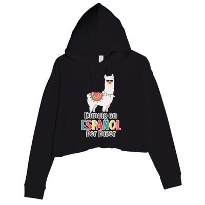 Dimelo en Espanol por Favor Spanish Llama Crop Fleece Hoodie
