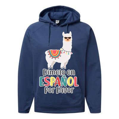 Dimelo en Espanol por Favor Spanish Llama Performance Fleece Hoodie