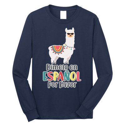 Dimelo en Espanol por Favor Spanish Llama Long Sleeve Shirt