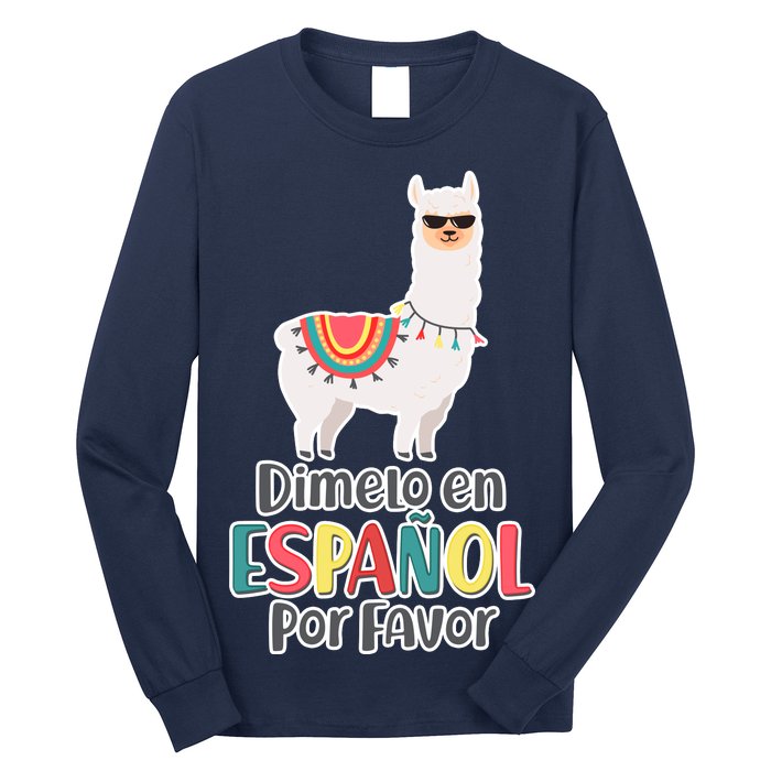 Dimelo en Espanol por Favor Spanish Llama Long Sleeve Shirt