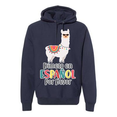 Dimelo en Espanol por Favor Spanish Llama Premium Hoodie