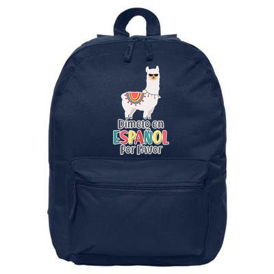 Dimelo en Espanol por Favor Spanish Llama 16 in Basic Backpack