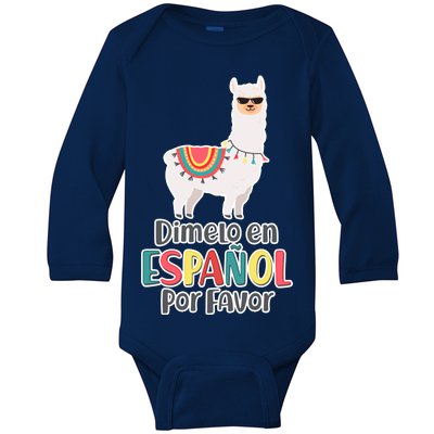 Dimelo en Espanol por Favor Spanish Llama Baby Long Sleeve Bodysuit