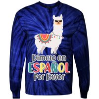 Dimelo en Espanol por Favor Spanish Llama Tie-Dye Long Sleeve Shirt