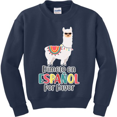 Dimelo en Espanol por Favor Spanish Llama Kids Sweatshirt
