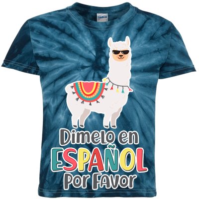 Dimelo en Espanol por Favor Spanish Llama Kids Tie-Dye T-Shirt