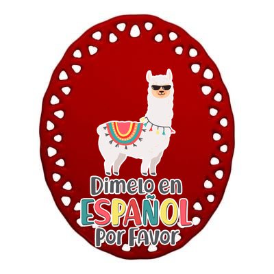 Dimelo en Espanol por Favor Spanish Llama Ceramic Oval Ornament