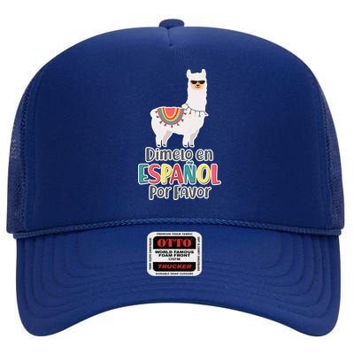 Dimelo en Espanol por Favor Spanish Llama High Crown Mesh Back Trucker Hat