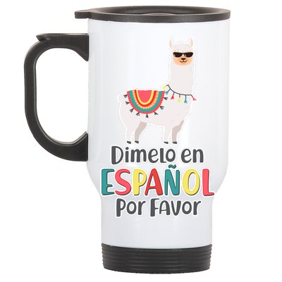 Dimelo en Espanol por Favor Spanish Llama Stainless Steel Travel Mug