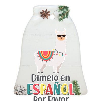 Dimelo en Espanol por Favor Spanish Llama Ceramic Bell Ornament