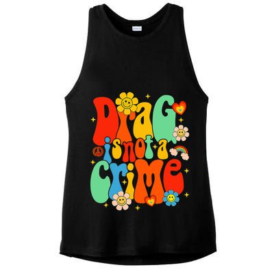 Drag Is Not A Crime Support LGBTQ Rights Drag Queen Groovy Ladies PosiCharge Tri-Blend Wicking Tank