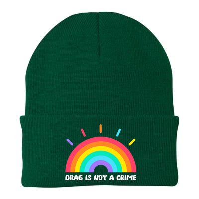 Drag Is Not A Crime Support Drag Queens LGBTQ Rights Rainbow Knit Cap Winter Beanie